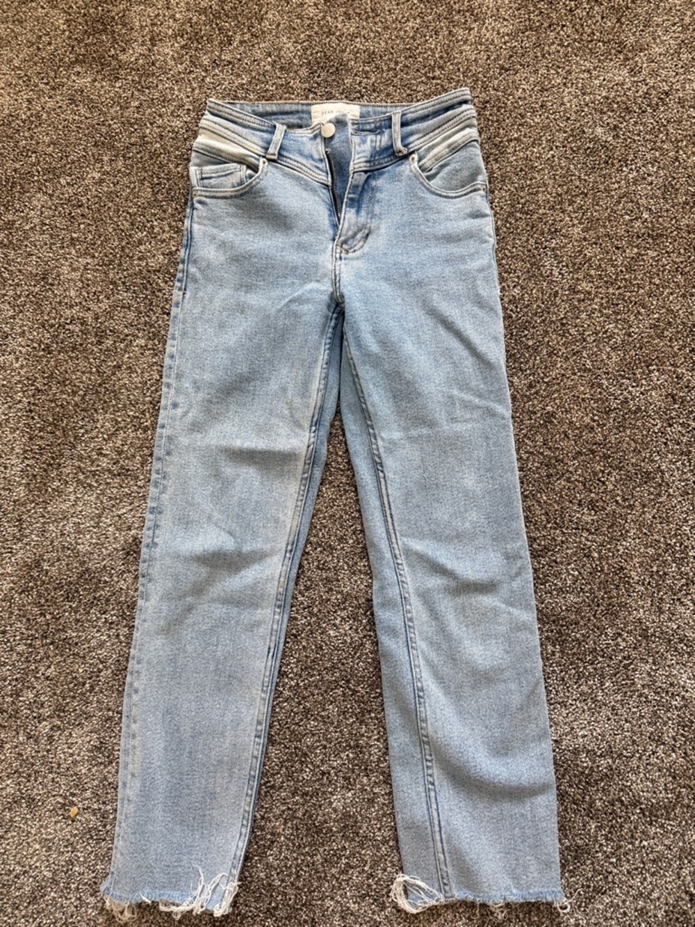 Dear John Light Blue Straight Leg Jeans with Raw Hem